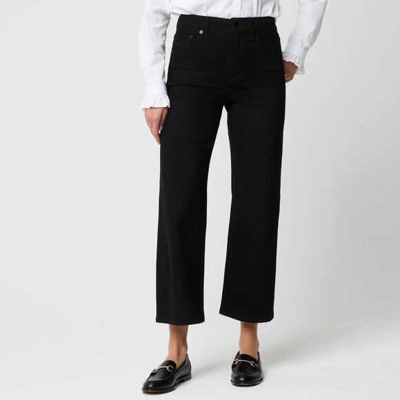 J. Crew Wide Leg High Rise Cropped Stretch Jeans Black 27 / 4 - Picture 1 of 10